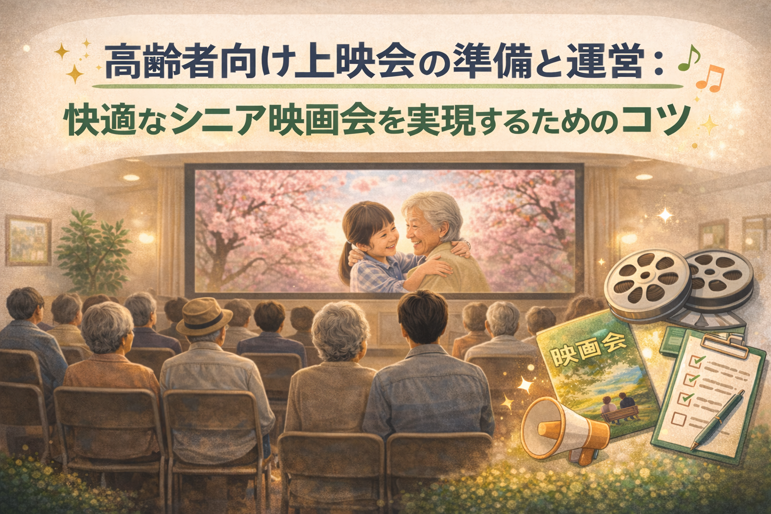 高齢者向け上映会の準備と運営：快適なシニア映画会を実現するためのコツ