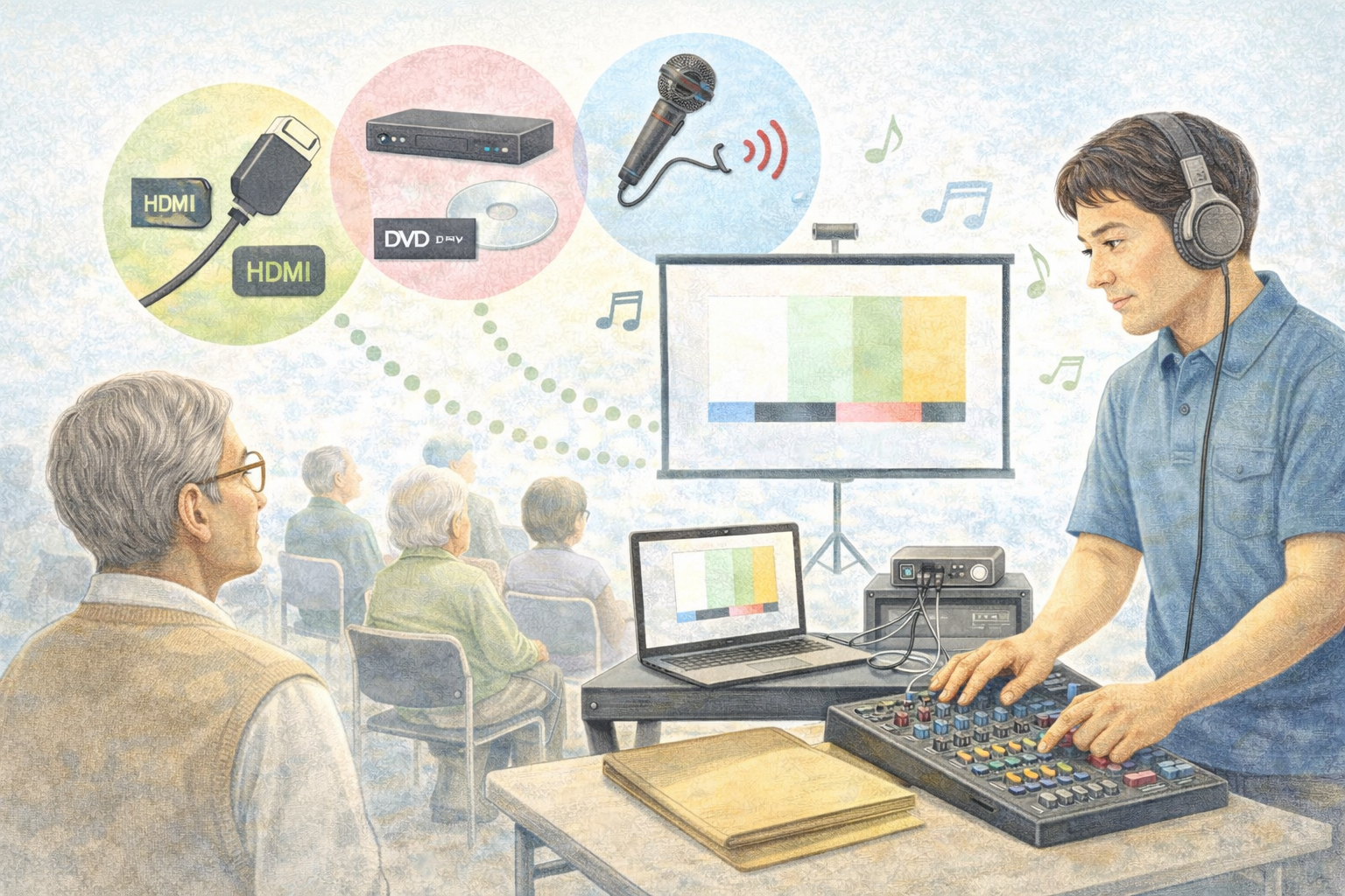 E.機材：快適さを左右する“見え方・聞こえ方”