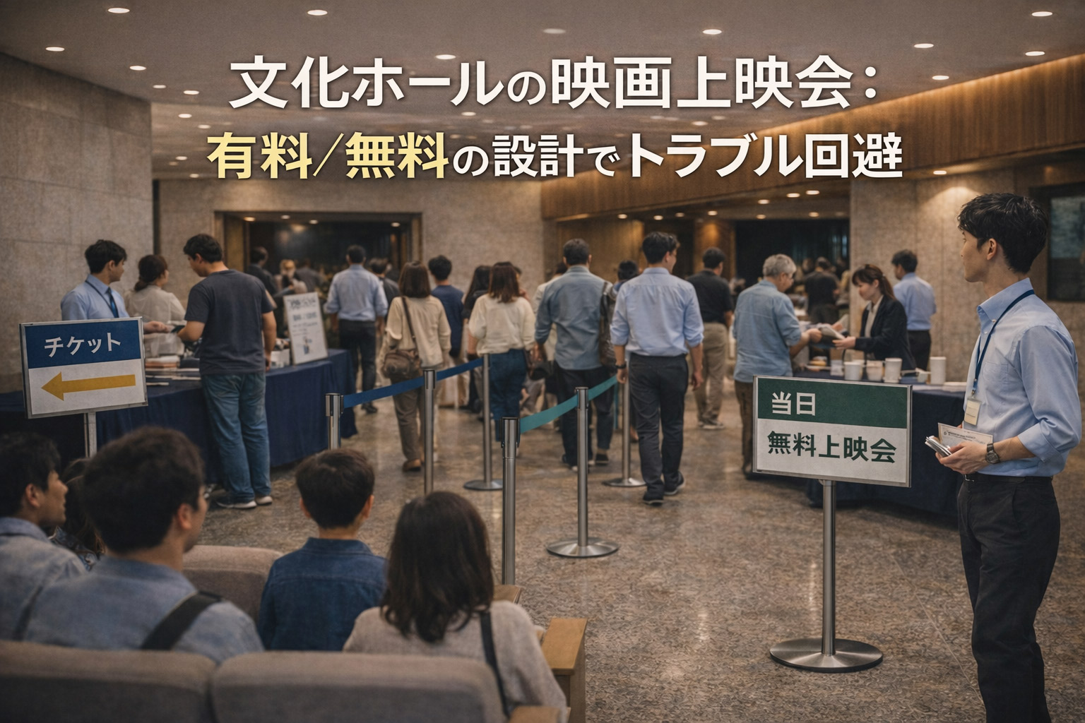文化ホールの映画上映会:有料/無料の設計でトラブル回避(規約・導線・クレーム対策:例)